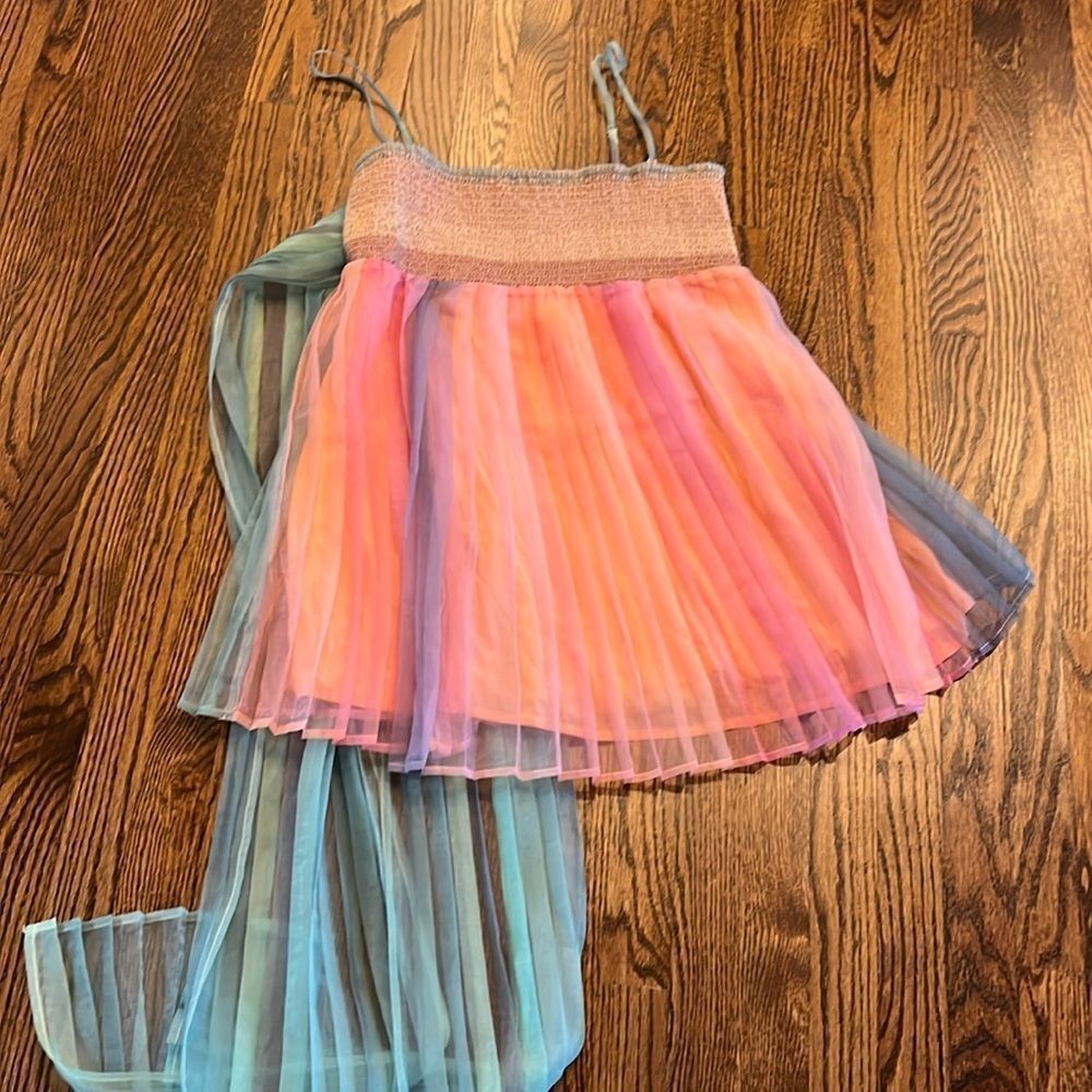 Free People size Large In Rainbows Mini Dress Baby Doll - Picture 6 of 9